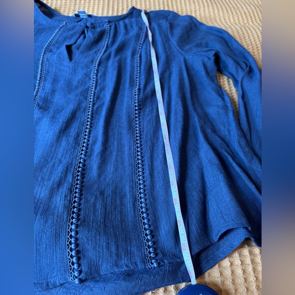 NWOT Bohemian Embroidered Balloon Sleeve Blue Counterparts Blouse | Women’s XL - Picture 9 of 14